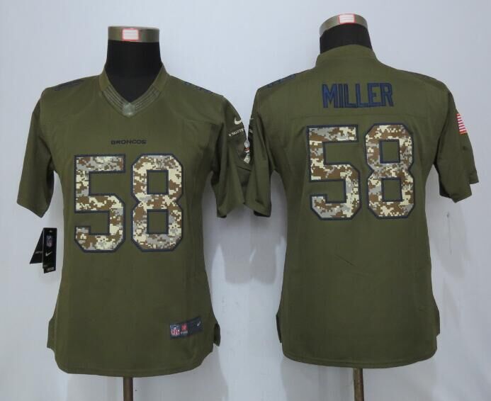Women Denver Broncos 58 Miller Stitched Gridiron Gray Limited Nike NFL Jerseys